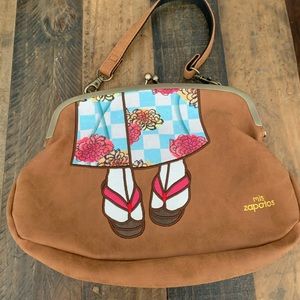 Vintage casual brown mini bag with patchwork
